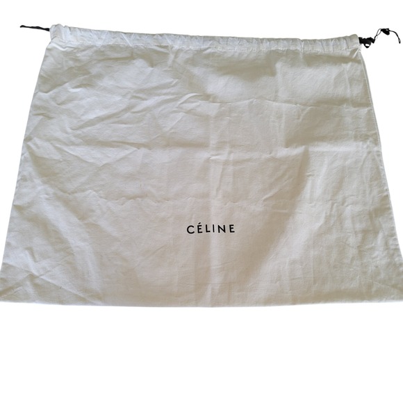 Celine Handbags - Celine Large XL Canvas Drawstring Dust Bag Off White Logo 26x22 Handbag Cover